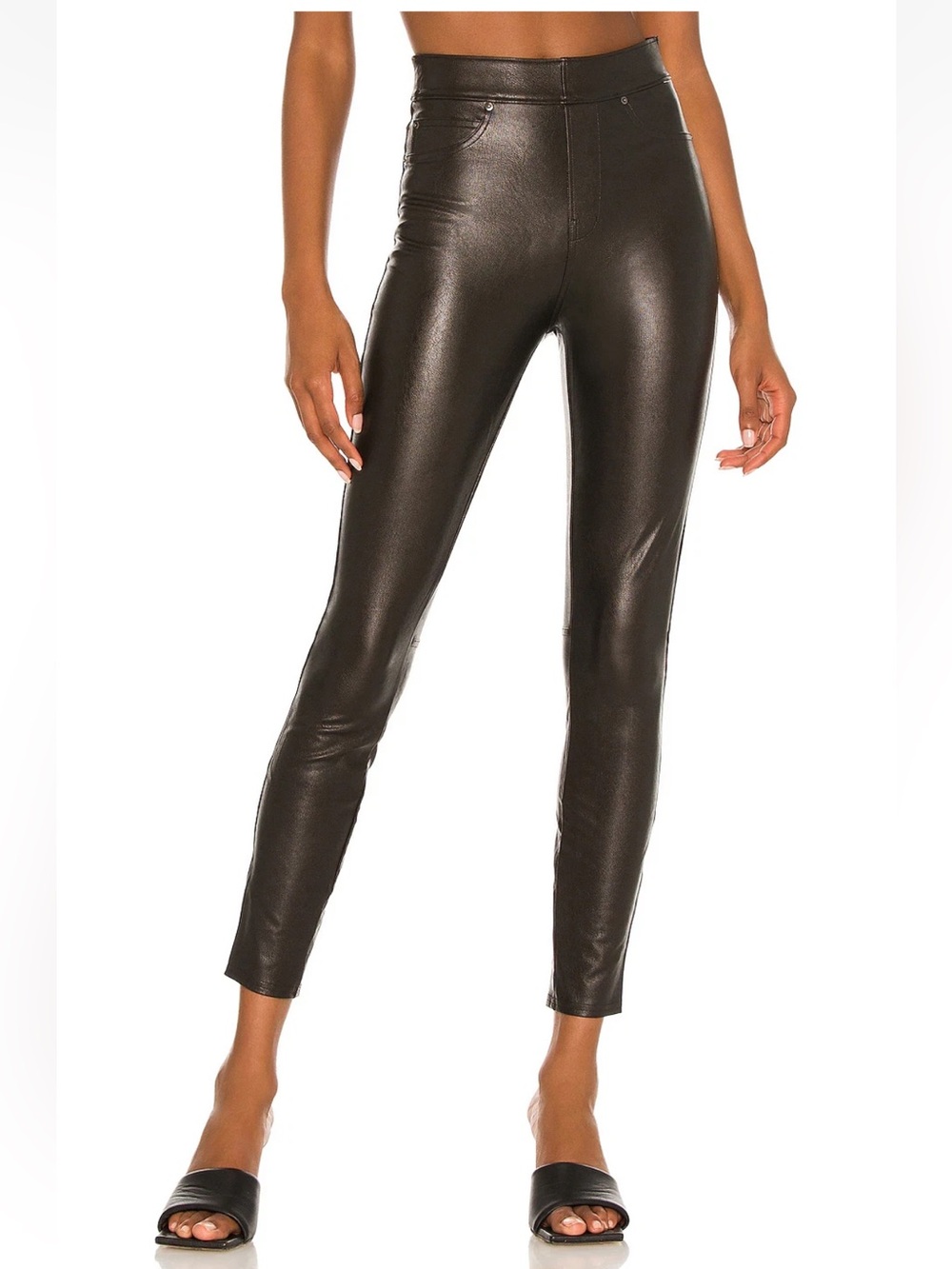 Spanx Women's Like Leather Ankle Skinny Pant Size Small Chocolate Brown Pull On